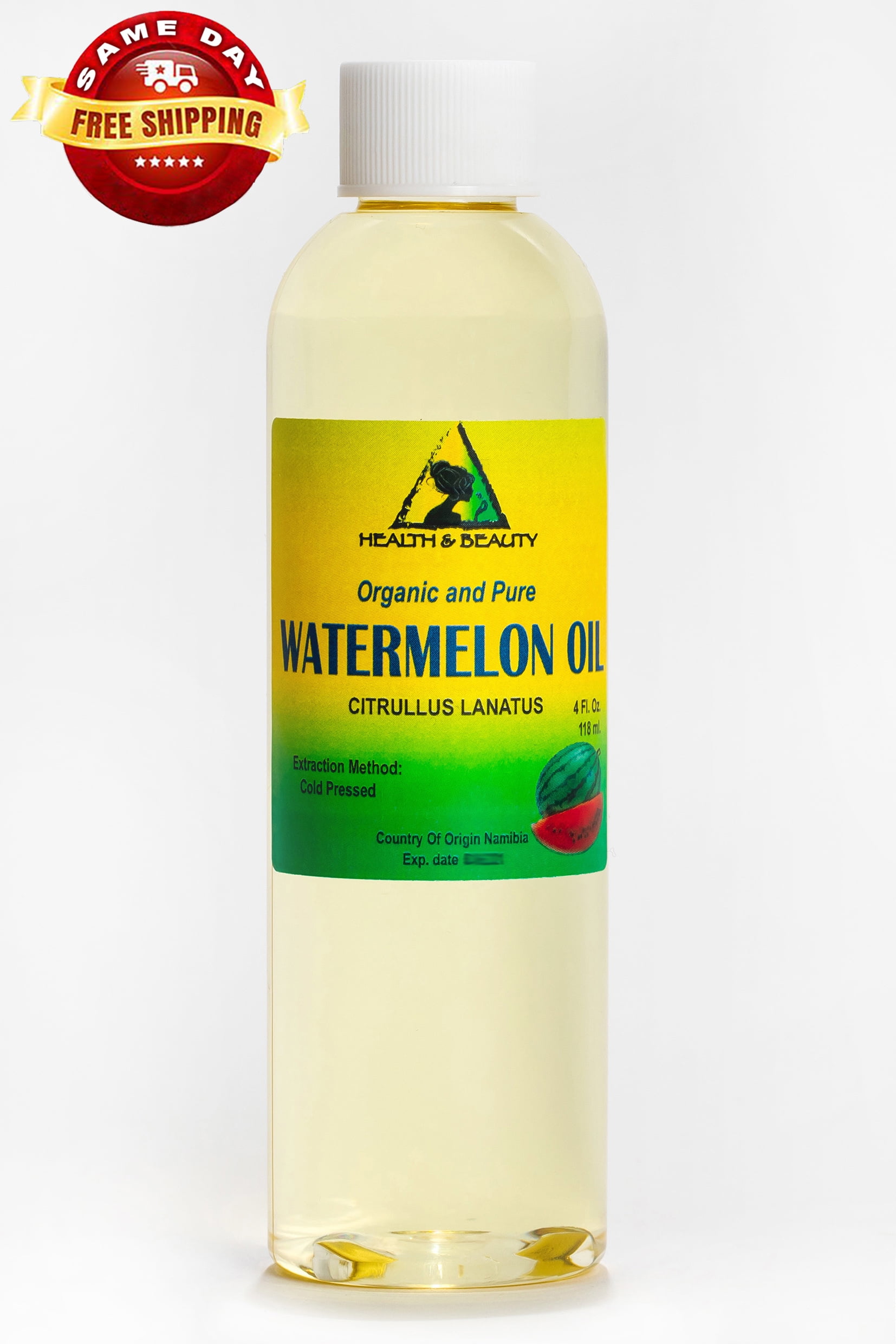 A bottle of watermelon seed oil. Packaging of natural essential oil or  serum for the face