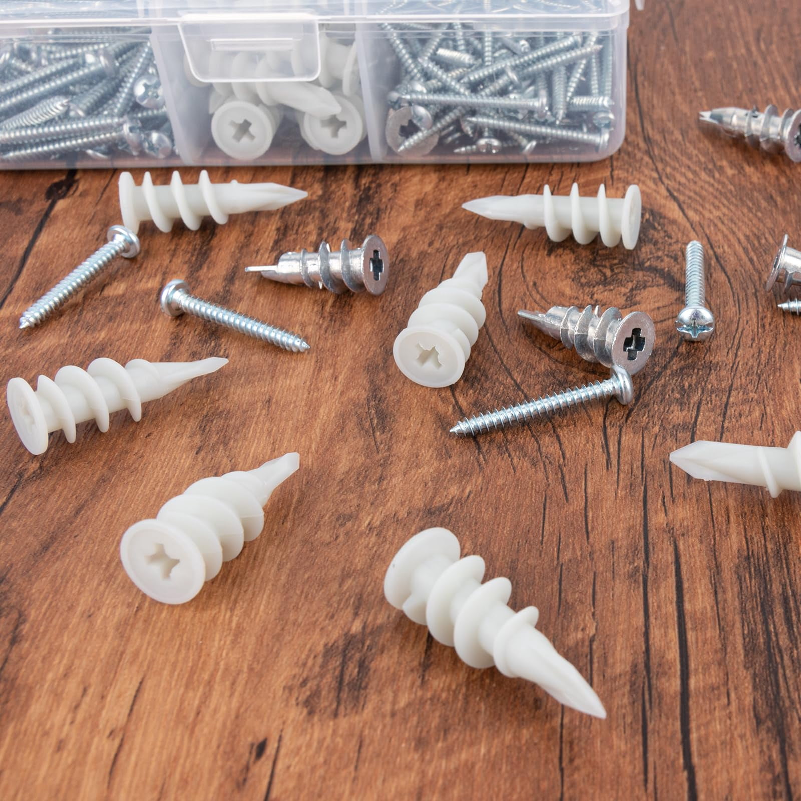 140Pcs #8 Self Drilling Drywall Anchors with Screws Kit, Heavy Duty Dry Wall Anchors for Hanging Sheetrock, 50 Self-Tapping Plastic Drywall Hangers 50 Sheet Rock Screws, Mounting Hardware -75LB
