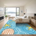 thumbnail image 3 of ODIKA 3'x5' Machine Washable Non-Slip Area Rug, Adorable Ocean Life Inspired with Nautical Themes and High Traffic Rug, Blue, 916387, 3 of 7