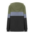 thumbnail image 5 of Women's Solid Color Loose Casual Pocket Color Block Stripe Brushed Hooded Sweatshirt Top, 5 of 5