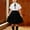 Black, variant on Girls 3-Piece School Uniform Outfit, Kids Short Sleeve Collared Shirt with Bow Tie and Pleated Skirt Set Black Size 9-10 Years