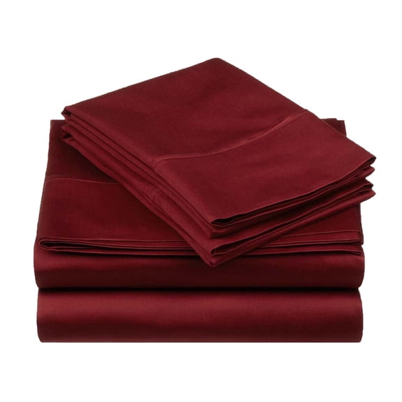 Superior Egyptian Cotton 530 Thread Count Deep Pocket Sheet Set, California King Size, Burgundy