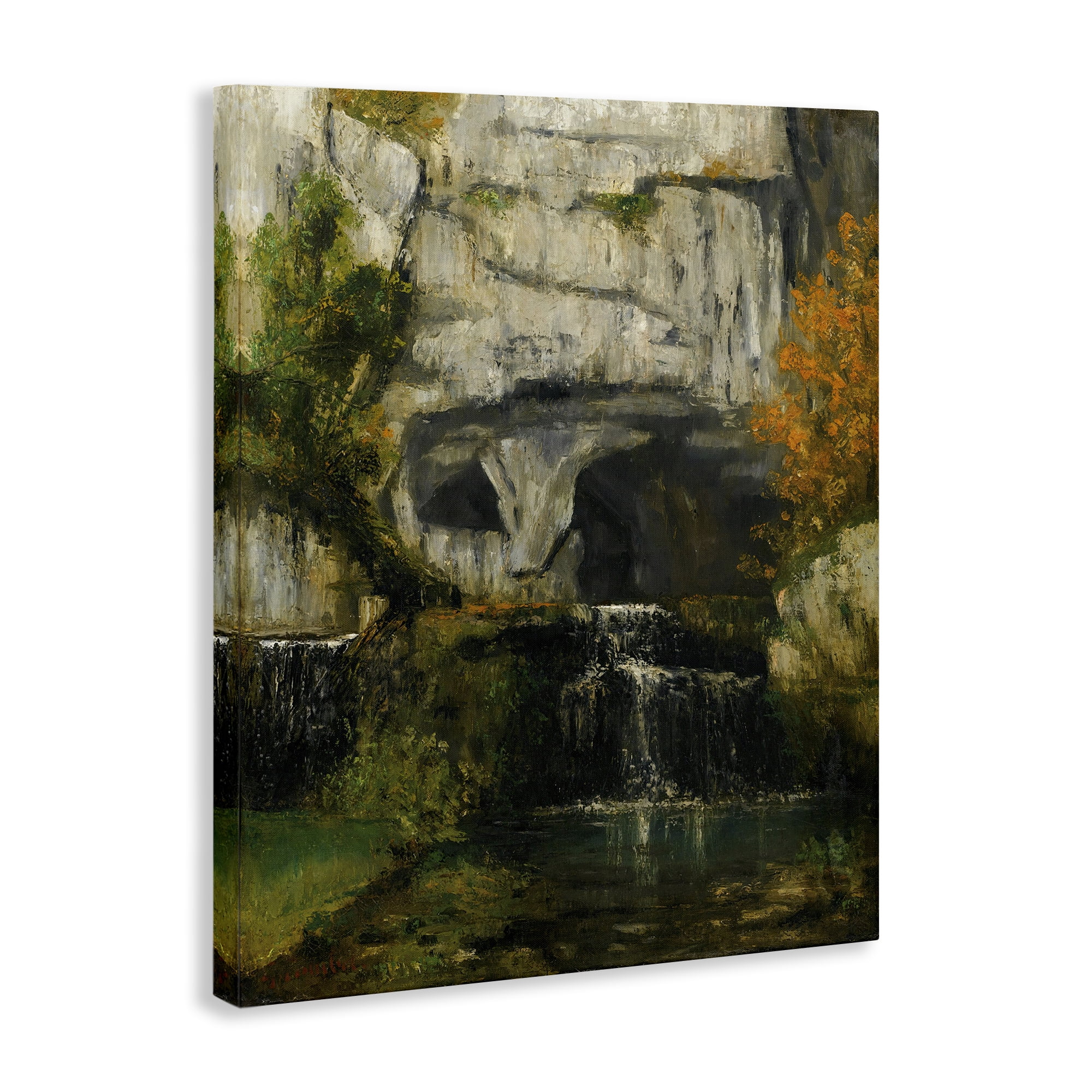 Stupell Industries Classic Courbet Waterfall Landscape & Nature Painting Wrapped Canvas Art Print Wall Art, 16 x 20