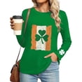 thumbnail image 1 of Mujeres de Manga Larga Tops de Moda Impresión Casual Cuello Redondo Blusa Suelta Poliéster Ligero Suave para Primavera Verano Diario, 1 of 6