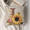 thumbnail image 3 of Floral Monogram Letter SunflowerPillowcases Customize Initial Letter Pillow Sham Xmas Holiday Pillow Covers for Bed Sofa Living Room, 3 of 5