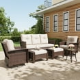 thumbnail image 2 of LayinSun 6 Piece Wicker Patio Furniture Set, Classis Outdoor Conversation 360 Degree Swivel Chairs Set with Coffee Table, 2 of 7