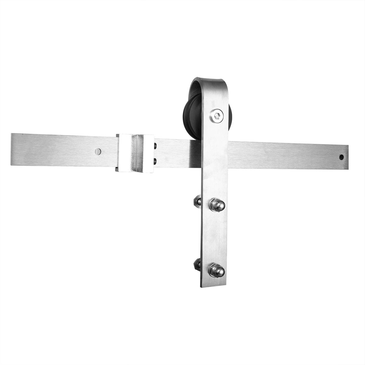 Kepooman 6.6 ft Rustic Sliding Barn Door Hardware Kit, Roller Track Set - Silver Kepooman 6.6 ft Rustic Sliding Barn Door Hardware Kit, Roller Track Set - Silver