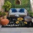 thumbnail image 2 of Yellow Sunflower Outdoor Rug for Patio/Deck/Porch, Non-Slip Large Area Rug 5 x 8 Ft, Summer Flower Bee Sunshine Black Indoor Outdoor Rugs Washable Area Rugs, Reversible Camping Rug Carpet Runner, 2 of 8