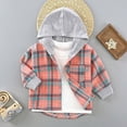 thumbnail image 2 of WXFAZCVU Boys Girls Plaid Flannel Shirts Kids Long Sleeve Casual Button Down Shirts with Hood Size 8-9 Years, 2 of 4