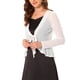 thumbnail image 4 of INSPIRE CHIC Chaqueta de malla con volantes de manga larga casual para mujer, con lazo, talla XL, blanca, 4 of 6