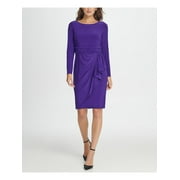 DKNY Womens Purple Long Sleeve Above The Knee Sheath Party Dress Size: 8