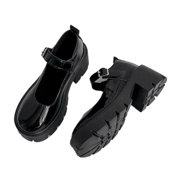 Women Platform Mary Jane Shoes Chunky Heel Round Toe Buckle Strap Casual Dress Shoes
