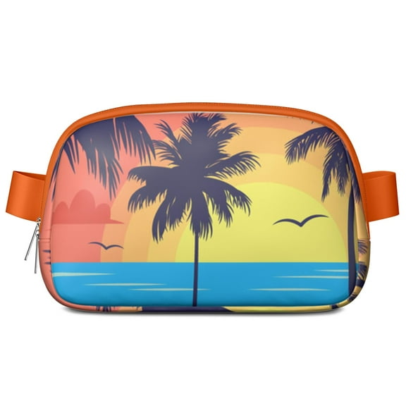 Tropical Palm Trees Fanny Pack – Boho Belt Bag with Hawaii Beach Sunset and Vibrant Vibes