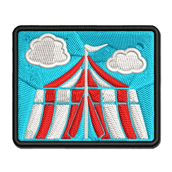 Circus Carnival Tent Applique Multi-Color Embroidered Iron-On Patch - 2.5 Inch Small