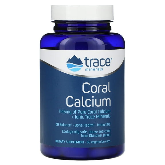 Trace Minerals Coral Calcium - Calcium Supplement for Bone Strength, Energy & Immune Support - High Absorption - Natural Supplement - Gluten-Free & Vegetarian - 60 Count (30 Servings)