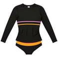 thumbnail image 4 of Pandaie Girls Rash Guard Sets Long Sleeves Swimsuit 2 Pieces Tankini Bathing Suit Padded Teen Girl Summer Beach Swimwear 9-10 Years Black, 4 of 5