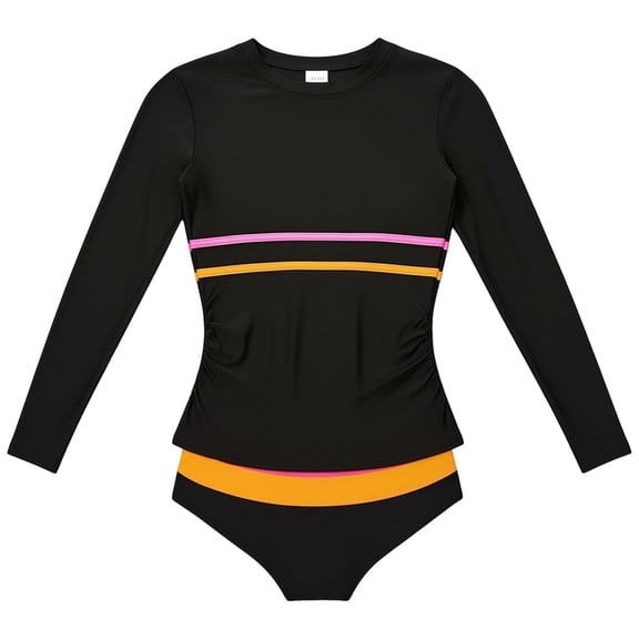 Girl Swimsuit Size 14-16 Tankini 3-12T Girls Rash Guard 2 Pieces Bathing Suit Long Sleeve Swimsuit Swimming Skirt with Shorts Swimwear