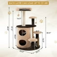 thumbnail image 4 of Costway 40" Cat Tree Tower Multi-Level Activity Tree with 2-Tier Cat-Hole Condo Coffee, 4 of 10