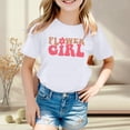 thumbnail image 3 of YUEHUA Kids' Flower Girl Graphic T-Shirt, Girls' Casual Short Sleeve Tee, Cute Floral Letter Print Top for Wedding & Special Occasions, 3 of 5