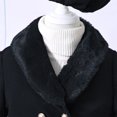 thumbnail image 4 of TiaoBug Little Girls Winter Woolen Blend Dress Coat Furry Collar Flare Sleeve Windbreaker Outerwear with Beret Hat Black 5-6, 4 of 7
