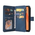thumbnail image 4 of Zipper Wallet Case for Samsung Galaxy A73 5G, [15 Card Slots] [Zipper Pocket] Luxury PU Leather Flip Folio Cover with [Magnetic] [Wrist Hand Strap] [Kickstand] Skin-Feeling Shockproof Case,Blue, 4 of 10