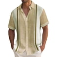 thumbnail image 2 of Lumtrix Mens Casual Summer Cotton Button Down Short Sleeve Shirts Cuban Camp Guayabera Beach Tops Khaki 2XL, 2 of 5