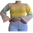 thumbnail image 3 of Femmes Pull Crop Top Y2k Tricot Crochet Pull-Over Manches Longues, 3 of 6