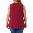 thumbnail image 4 of DARING DIVA Women's Plus Crew Neck Boho Pleated Curved Hem Tank Top Blouse 4X Burgundy, 4 of 6