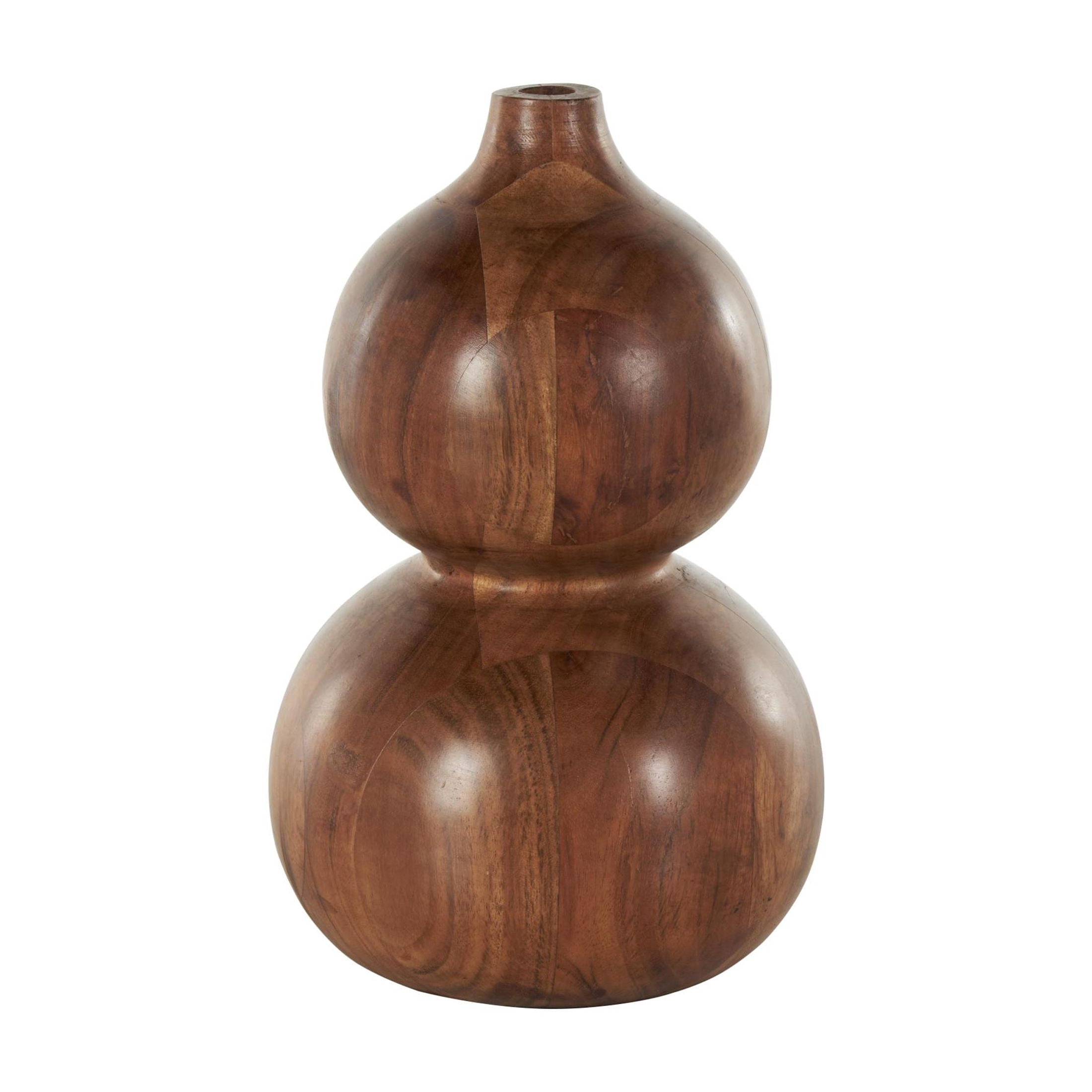 DecMode 11" Bubble Brown Wood Vase with Natural Wood Grains