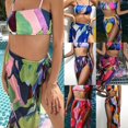 thumbnail image 2 of ENJOYW 3Pcs/Set Printing Swimsuit Bright Color Wire Free Side Split Skirt Bra Briefs for SwimmingPolyester, 2 of 7