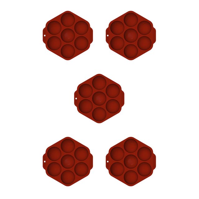 Advancent Molde para hornear Hexágono 7 Rejillas Molde para pasteles Molde para cocinar chocolate antiadherente de silicona, rojo ladrillo Rojo 5piezas