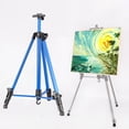 thumbnail image 1 of Caballete de artista reforzado, caballete de exhibición de trípode de metal de aluminio Altura ajustable con bolsa portátil para dibujo y exhibición Azul Soledad caballete plegable, 1 of 9