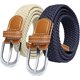 thumbnail image 1 of Cinturón de mujer x 2 piezas (beige y azul marino) - Cinturón elástico para mujer, jeans y pantalones para cinturón de mujer, cinturón de lona fino, 120 cm de largo y 3,3 cm de ancho, 1 of 5