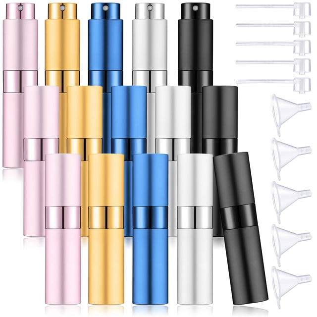 Botella de aerosol recargable Perfume Atomizer, 8 ml, set de viaje, 15 unidades