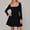 Black, variant on Women's Long Sleeve Mini Dress Pearl Square Neck Ruffle Hem Short Dress Bride Party Club Elegant Dresses Summer Women Casual Mini Dresses for Women Casual Summer Midi Dress with Slit Long Sleeve Swing
