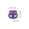 thumbnail image 2 of 0.8x0.9" Cord Locks Double Hole Spring End Toggle Stopper, Purple, 30 Pack, 2 of 5