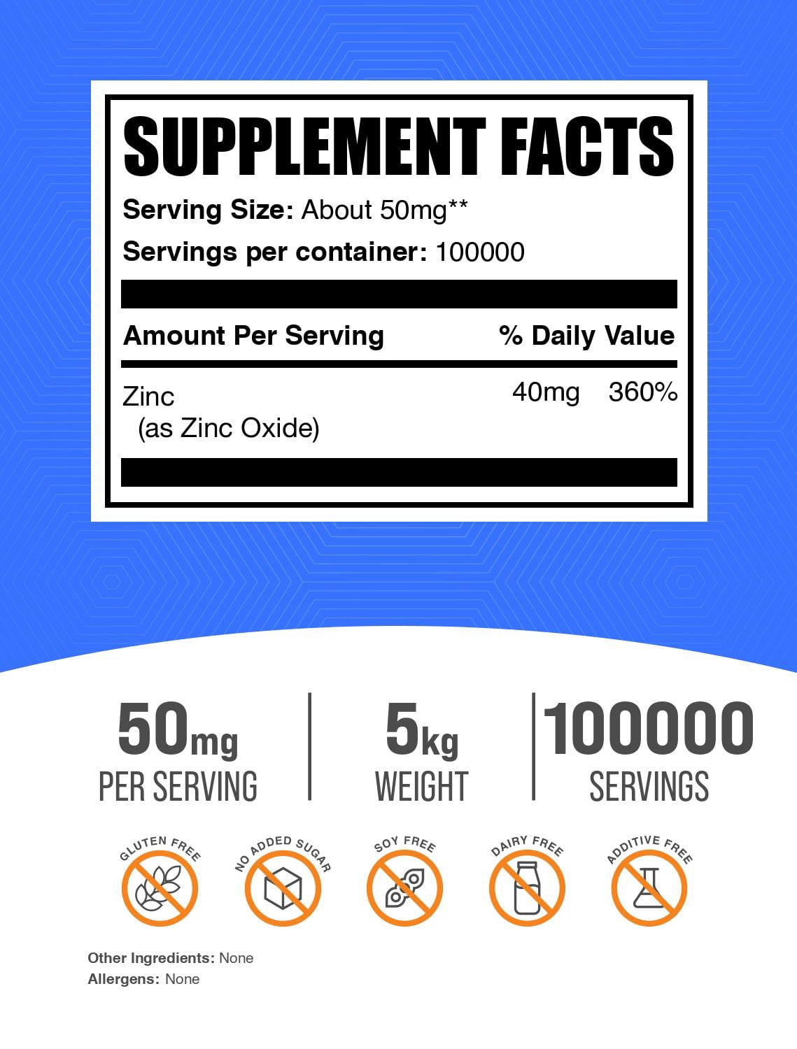 BulkSupplements Zinc Oxide Powder - Gluten Free, 5 Kilograms (.1 lbs)