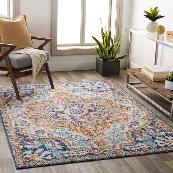 Livabliss Area Rugs for Living Room, 7x9 Floransa Traditional Orange Rug, Bedroom Dining Room Home Decor Stain Resistant Carpet (6'7" x 9')