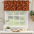 thumbnail image 2 of Orange Maple Leaves Fall Curtain Valances for Windows, Kitchen Valance Window Treatments Panel 2 Pack, Thanksgiving Orange Buffalo Plaid Rod Pocket Short Curtains for Bathroom Bedroom 54 x 18 Inch, 2 of 8