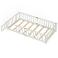 thumbnail image 1 of ABORON Twin Toddler Floor Bed, Montessori Bed for Toddlers with Safety Guardrails, Floor Bed Frame for Kids Baby Boys Girls (Twin-White), 1 of 2