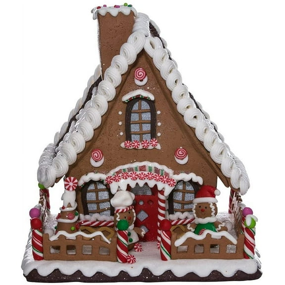 Kurt Adler 10-Inch Battery-Operated Claydough LED Gingerbread House Tablepiece