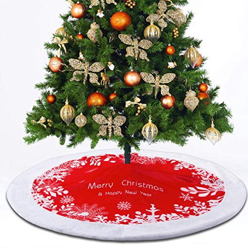 Xp Art 48 Inches White Red Christmas Tree Skirt Christmas Tree Ornaments Tree Skirt With Snowflake Pattern For Christmas Decorations Xmas Party Home Hoilday Decoration Walmart Com