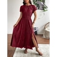 thumbnail image 3 of NAYTOAO Women's Pleated Lined Maxi Dress Flutter Sleeve Front Slit Cocktail Wedding Guest Dress, 3 of 7