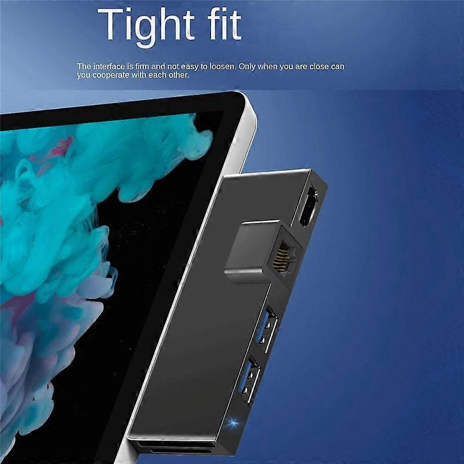 For Surface Pro 4 5 6 Docking Station Hub with 4K -Compatible TF Card Reader Gigabit Ethernet 2 USB