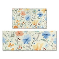 Pioneer Flower Floral Print Pattern Kitchen Rugs Sets Of 2,Anti Fatigue Kitchen Mat Rugs Non Slip Washable,Decorative Kitchen Floor Mats for Kitchen,Sink,Laundry,17"x30" 17"x47"