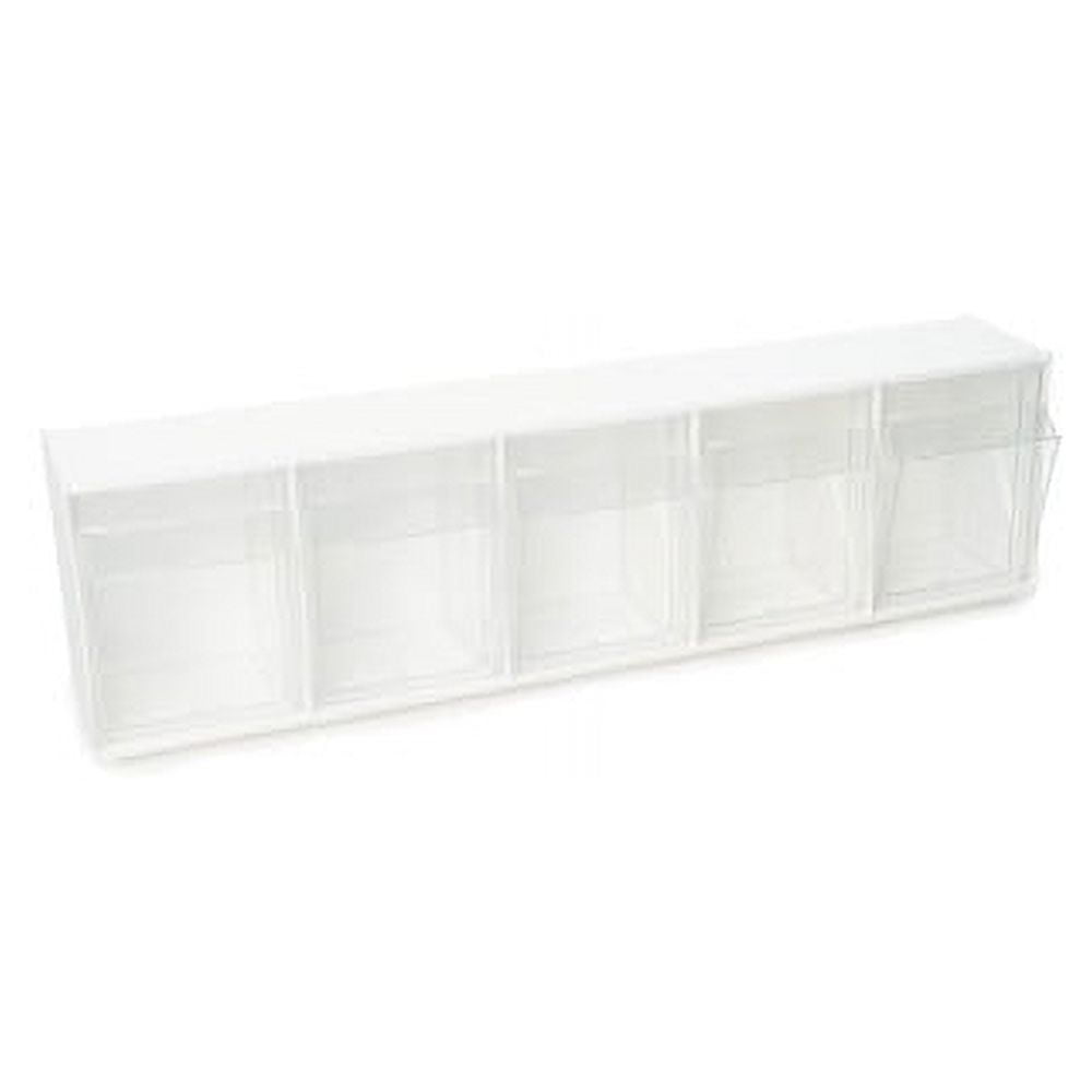 Deflecto Tilt Bin Interlocking Storage Bins, 5-Bin Unit, White