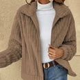 thumbnail image 2 of felwors Women's Full Zip Fleece Jacket Winter Casual Long Sleeve Lapel Collar Oversized Sherpa Coat Fall Outerwear Khaki, S, 2 of 6