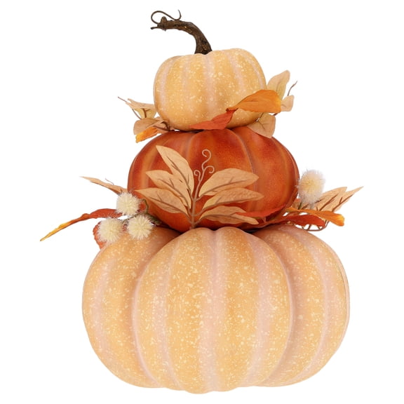 Foam Pumpkin Stack Tabletop Decoration, Orange and Yellow, 14", Fall by Way To Celebrate