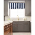 thumbnail image 5 of Curtain Valance for Windows Nautical Navy Blue White Stripes Kitchen Valances Rod Pocket Short Curtains,Simple Geometric Art Window Treatment Panel for Living Room Bathroom Bedroom 42x18in, 5 of 8