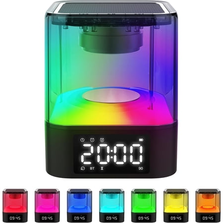Night Light Bluetooth Speaker, Multi-Functional Dual Alarm Clock, MP3 Player, Touch Sensor Bedside Lamp, 48 RGB Color Changing, Gifts for 10 11 12 13 14 Year Old Teenage Boys Girls